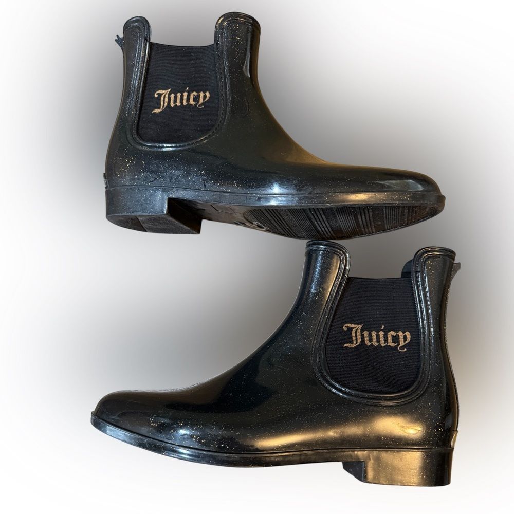 Juicy Couture Women’s Black And Gold Rain Boots Size 9 - Picture 8 of 15